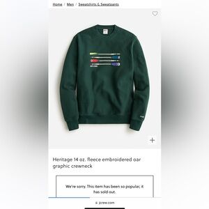 J crew men’s large new green oar graphic crew neck sweatshirt